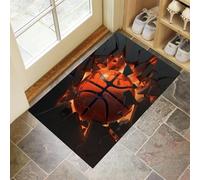Paillasson Attrape-Poussière, Basket-Ball 3D Tapis De Sol Antidérapant Lavable en Machine, Style Abstrait Tapis D'Entrée Doux Confortable pour Chien, Entrée, Gris Foncé 60 X 90 Cm