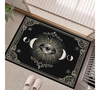 Paillasson Attrape - Poussière,Cartes de Tarot rétro Tapis De Sol Antidérapant, Œil omniscient de la Phase Lunaire Tapis D'Entrée avec Absorbantes pour Chien, Entrée, Porte Couloir, Noir 40 x 60 cm