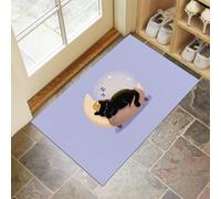 Paillasson Attrape-Poussière Chat Mignon Qui Dort, Tapis De Sol Antidérapant Lavable En Machine Affiches Minimalistes D'Animaux, Tapis D'Entrée Douces Pour Chien Entrée Porte, Violet, 50X80Cm
