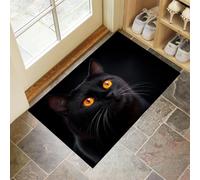 Paillasson Attrape-Poussière, Chat Réaliste Tapis De Sol Antidérapant Lavable en Machine, Animaux Mystérieux Tapis D'Entrée Doux Confortable pour Chien, Entrée, Noir 45 X 75 Cm