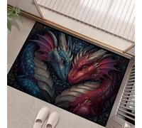 Paillasson Attrape-Poussière, Dragons Amoureux Tapis De Sol Antidérapant, Art Fantastique Tapis D'Entrée avec Absorbantes pour Chien, Entrée, Porte Couloir, Couleurs Mélangées, 50 X 80 Cm