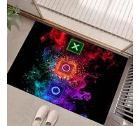 Paillasson Attrape-Poussière,Éléments du Jeu Tapis De Sol Antidérapant Géométrie La Fumée Lavable en Machine Douces Absorbantes pour Entrée, Porte Et Couloir, Noir 60 X 90 Cm