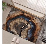 Paillasson Attrape - Poussière,Ferme rétro Tapis De Sol Antidérapant, anneaux de croissance d'une souche d'arbre Tapis D'Entrée avec Absorbantes pour Chien, Entrée, Porte Couloir, bleu-brun 60 x 90 cm