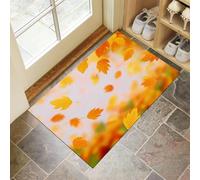 Paillasson Attrape-Poussière, Feuilles d'automne Tapis De Sol Antidérapant Lavable en Machine, Simple Tapis D'Entrée avec Absorbantes pour Chien, Entrée, Porte Couloir, Couleur Orange, 60 X 90 Cm