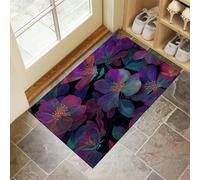 Paillasson Attrape-Poussière, Fleurs Psychédéliques Tapis De Sol Antidérapant Lavable en Machine, Mystérieux Élégant Tapis D'Entrée Doux Confortable pour Chien, Entrée, Violet Néon 45 X 75 Cm