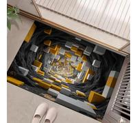 Paillasson Attrape - Poussière,Géométrie 3D Tapis De Sol Antidérapant, Espace Tunnel Tapis D'Entrée avec Absorbantes pour Chien, Entrée, Porte Couloir, Jaune 60 x 90 cm