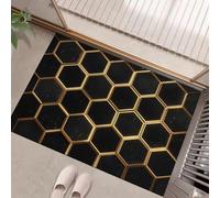 Paillasson Attrape-Poussière, Géométrie Abstraite Tapis De Sol Antidérapant, Simplicité Moderne Tapis D'Entrée avec Absorbantes pour Chien, Entrée, Porte Couloir, Noir, 60 X 90 Cm