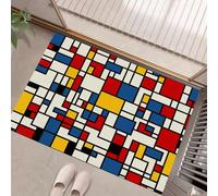 Paillasson Attrape-Poussière, Géométrie des Lignes Tapis De Sol Antidérapant, Style Moderne Tapis D'Entrée avec Absorbantes pour Chien, Entrée, Porte Couloir, Couleurs Mélangées, 45 X 75 Cm