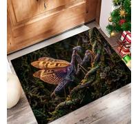 Paillasson Attrape-Poussière Insectes Animaux Sauvages,Tapis De Sol Antidérapant Lavable Machine Mante Religieuse Tronc D'Arbre Mousse,Tapis D'Entrée Douces Pour Chien Entrée Porte,Vert Foncé,90X150Cm
