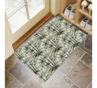 Paillasson Attrape-Poussière Peinture L'Encre Paysage Forêt Bambous, Tapis De Sol Antidérapant Lavable En Machine Plante Orientale, Tapis D'Entrée Douces Pour Chien Entrée Porte, Vert Foncé, 80X120Cm