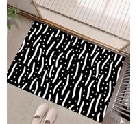 Paillasson Attrape-Poussière, Petites Lignes Tapis De Sol Antidérapant Lavable en Machine, Pois Simples Tapis D'Entrée avec Douces Absorbantes pour Chien, Entrée, Porte Et Couloir, Noir, 40 X 60 Cm