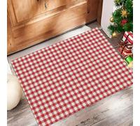 Paillasson Attrape-Poussière, Plaid Rayé Tapis De Sol Antidérapant Lavable en Machine, Style Simple Tapis D'Entrée Doux Confortable pour Chien, Entrée, Porte Et Couloir, Rouge 60 X 90 Cm