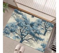 Paillasson Attrape - Poussière,Plantes Naturelles Tapis De Sol Antidérapant, Chêne Bleu-Gris Tapis D'Entrée avec Absorbantes pour Chien, Entrée, Porte Couloir, Bleu 60 x 90 cm