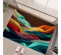 Paillasson Attrape - Poussière,Style bohème Tapis De Sol Antidérapant, Tissus colorés Tapis D'Entrée avec Absorbantes pour Chien, Entrée, Porte Couloir, Rouge et Vert 45 x 75 cm