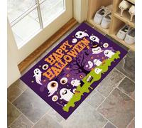 Paillasson Attrape-Poussière, Tapis de Sol L'Île D'Halloween Antidérapant Lavable en Machine, Tapis d'Entrée Fantôme Dessin Animé Absorbantes pour Chien, Entrée, Porte et Couloir, Violet, 80 x 120 cm