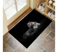 Paillasson Attrape-Poussière, Tigre Tapis De Sol Antidérapant Lavable en Machine, Photographier Les Animaux Tapis D'Entrée Doux Confortable pour Chien, Entrée, Porte Et Couloir, Noir 40 X 60 Cm