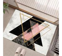 Paillasson Attrape-Poussière,Triangle Géométrique Tapis De Sol Antidérapant Texture Marbre Lavable en Machine Douces Absorbantes pour Entrée, Porte Et Couloir, Ivoire 50 X 80 Cm