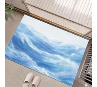 Paillasson Attrape-Poussière, Vagues L'Océan Tapis De Sol Antidérapant, Style Simple Tapis D'Entrée avec Absorbantes pour Chien, Entrée, Porte Et Couloir, Bleu Clair, 60 X 90 Cm
