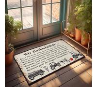 Paillasson automne humour agricole allemand : un poème sur les tracteurs, la crème glacée et le paillasson d'hiver paillasson d'extérieur Tapis de bienvenue d'automne pour l'avant (65 x 90 cm)