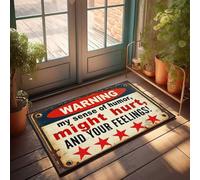 Paillasson avec dictons amusants Avertissement : Mon sens de l'humour pourrait blesser, y compris le vôtre ! Paillasson décoratif extérieur Grand tapis de bienvenue extérieur (50 x 80 cm)