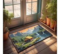 Paillasson avec dictons drôles Mountain Retreat : A Serene Cottage By The Waterfall Paillasson Décoration extérieure Grand tapis de bienvenue extérieur (50 x 80 cm)