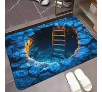 Paillasson avec illusion d'optique 3D Fissure dans le sol Puits sans fond Tapis avec illusion d'optique Antidérapant Pour l'intérieur et l'extérieur Paillasson de bienvenue pour l'entrée
