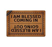 Paillasson avec inscription « I Am Blessed Coming In And Going Out » - Motif amusant - Pour l'intérieur et l'extérieur - Non tissé - 60 x 40 cm - Lavable en machine - Tissu supérieur