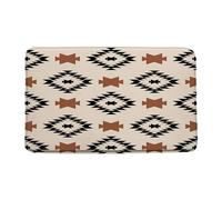 Paillasson Aztec Black Brown Southwestern Native American Vintage Abstract Boho Geometric Paillassons Antidérapant Paillasson Interieur Facile À Nettoyer pour Exterieur Balcon Couloir 40X60 CM