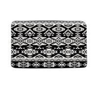 Paillasson Aztec Black White Southwestern Native American Vintage Abstract Boho Paillassons Absorbant Tapis De Porte Lavable en Machine pour Exterieur Jardin Couloir 40X60 CM