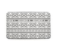 Paillasson Aztec White Black Southwestern Native American Vintage Abstract Boho Geometric Retro Navajo Tapis De Porte Résistant Paillasson Interieur Absorbant pour Cour Balcon Couloir 40X60 CM
