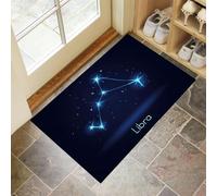Paillasson Balance avec Envers en Caoutchouc Antidérapant Naturel, pour Entrée Extérieure, Intérieur Antidérapant, 50 X 80 Cm Éléments des Constellationsdoux Résistant Lavable en Machine Bleu