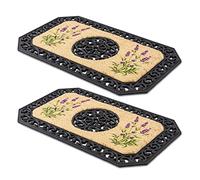 Paillasson Beige Lavande - Tapis de propreté 45x75 cm, Lot de 2 - Tapis de Porte intérieur - Tapis d'entrée extérieur Couvert - Tapis Coco avec Bord Caoutchouc