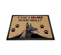 Paillasson belge Malinois avec inscription « It's Not a Home without Dog » - Décoration amusante - 59,9 x 40,9 cm