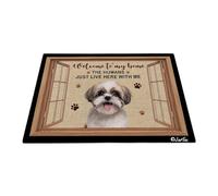 Paillasson Bienvenue chez Moi ! Chien Shih Tzu Rigolo Lavable Extérieur Tapis Antidérapant Paillasson Interieur Entree pour Bureau Salle De Bain Chambre 60X40Cm