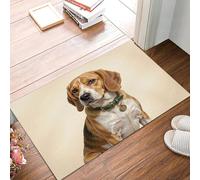 Paillasson Bienvenue D'Entrée Portrait Réaliste D'Un Beagle Photographie Animalière Tapis De Sol De Bain Antidérapant, Paillasson Lavable Pour Salon Chambre À Coucher Cuisine, Beige, 80X120Cm
