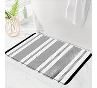 Paillasson Black White Geometric Striped Modern Abstract Black White Stripes Simple Minimalist Rustic Paillassons Antidérapant Tapis D'Entrée Lavable en Machine Paillassons Interieur 40X60 CM