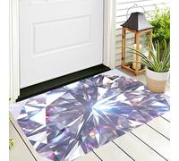 Paillasson Blanc Argenté Diamant Kaléidoscope Petit Tapis De Bienvenue,Texture De La Mode Cour Décoration De La Maison Intérieur Et Extérieur pour Porte Avant Et Arriè Entrée,90X150Cm