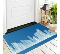 Paillasson Bleu Blanc Lignes De La Ville Petit Tapis De Bienvenue,Architecture Minimaliste Cour Décoration De La Maison Intérieur Et Extérieur pour Porte Avant Et Arriè Entrée,80X120Cm