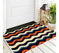 Paillasson Bleu Orange Rayures Simples Cuisine Salle De Bain Tapis De Jardin 50X80Cm Arts Visuels Porte Avant Et Arrière pour Patio Entrée Garage Maison Porche,Décoration