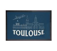 Paillasson Bleu - Toulouse Minimalist Ville France Symbole Capitole - Dimensions: 60x40cm