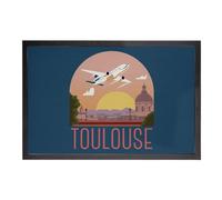 Paillasson Bleu - Toulouse Paysage Avion Ville France Voyage - Dimensions: 75x50cm