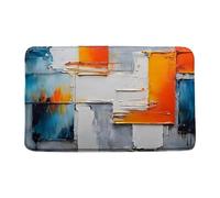 Paillasson Blue Gray Burnt Teal Gray Abstract Brushstrokes Painting Modern Art Paillassons Lavable en Machine Tapis D'Entrée Absorbant Tapis De Porte pour Cour Balcon Jardin 40X60 CM