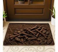Paillasson « Bones Welcome » - Pierres naturelles rustiques - Brindilles d'Halloween - Marron - Lavable - Profil bas - Pour sol, entrée, porche, salle de bain, bureau - 73,6 x 43,2 cm