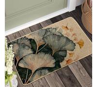 Paillasson botanique d'automne, paillasson feuille de ginkgo pour extérieur et intérieur, décoration saisonnière, caoutchouc imperméable, antidérapant, absorbant la poussière, facile à nettoyer, 73,6
