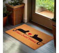Paillasson BRUBAKER Chats Home Sweet Home - 45x75 cm Tapis de propreté en coco - Résistant aux intempéries & antidérapant - Marron