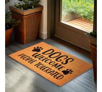Paillasson BRUBAKER Dogs Welcome People Tolerated - 45x75 cm Tapis de propreté en coco - Antidérapant & résistant aux intempéries - Marron