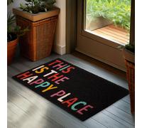 Paillasson BRUBAKER This is my Happy Place - 45x75 cm Tapis de propreté - Antidérapant & résistant aux intempéries - Noir Multicolore