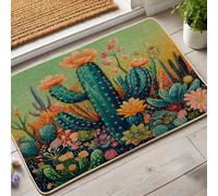 Paillasson cactus coloré, paillasson tropical lumineux pour entrée extérieure et intérieure, décoration saisonnière, caoutchouc imperméable, antidérapant, résistant à la saleté, facile à nettoyer