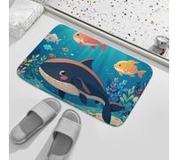 Paillasson Cartoon Fish Whale Paillasson Interieur Lavable en Machine Tapis De Porte Facile À Nettoyer Tapis D'Entrée pour Jardin Couloir Cour 40X60 CM