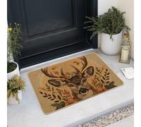 Paillasson cerf d'automne, paillasson marron pour entrée extérieure et intérieure, décoration d'automne, caoutchouc imperméable, antidérapant, absorbant la poussière, facile à nettoyer, 73,6 x 43,2 cm